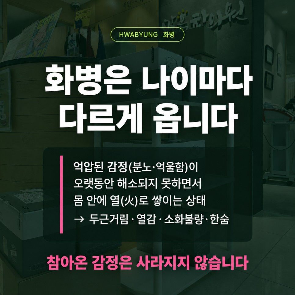 세대별 화병 대표 일러스트